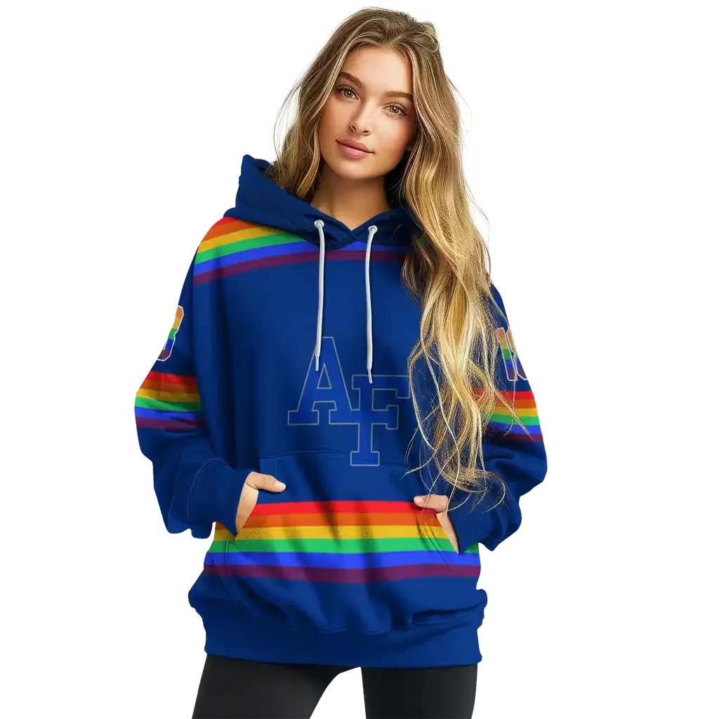 custom air force falcons rainbow stripes blue hoodie high quality custom air force falcons rainbow stripes blue hoodie high quality