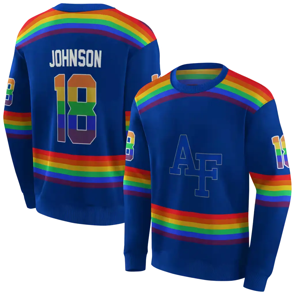 custom air force falcons rainbow stripes blue hoodie premium grade custom air force falcons rainbow stripes blue hoodie premium grade