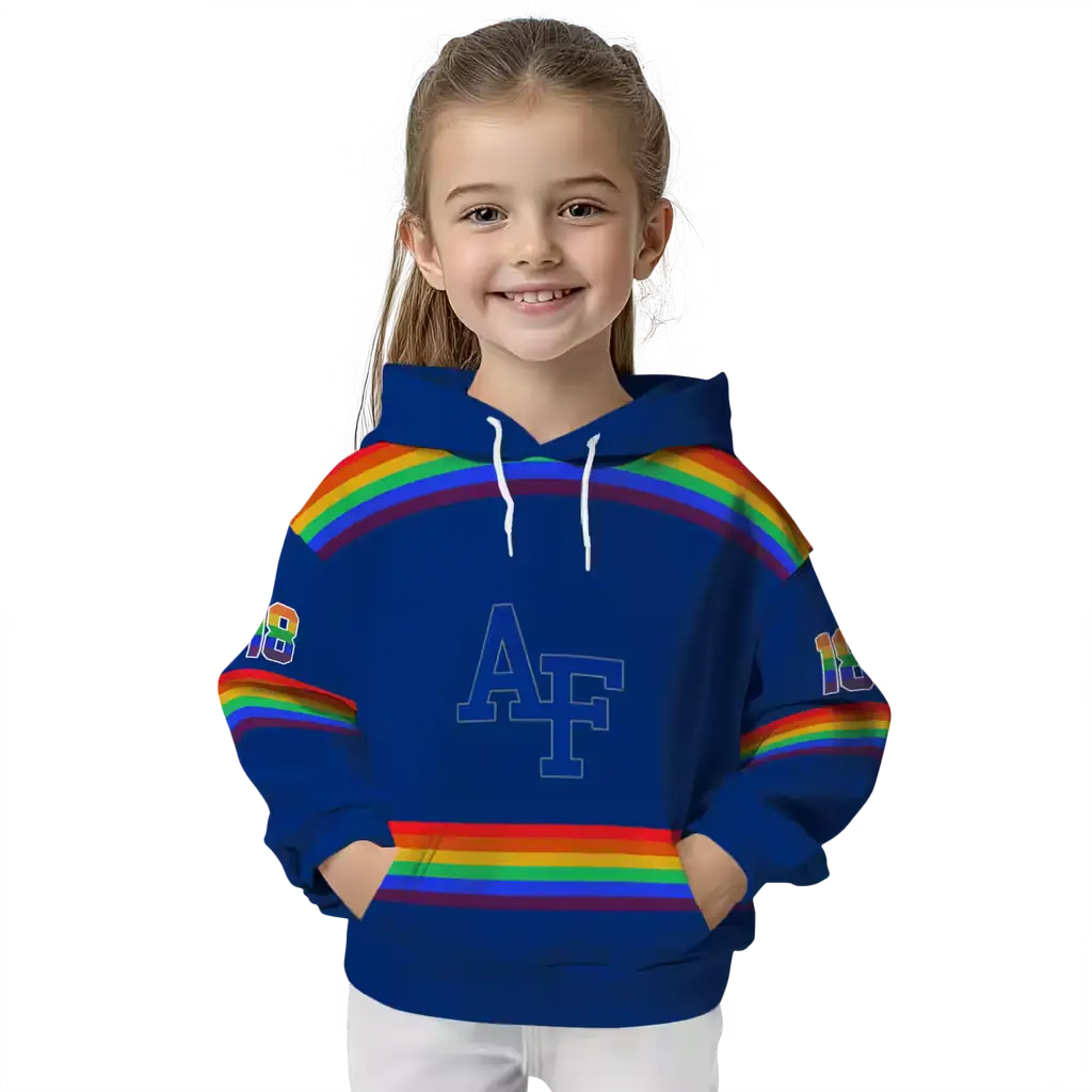 custom air force falcons rainbow stripes blue hoodie top rated custom air force falcons rainbow stripes blue hoodie top rated