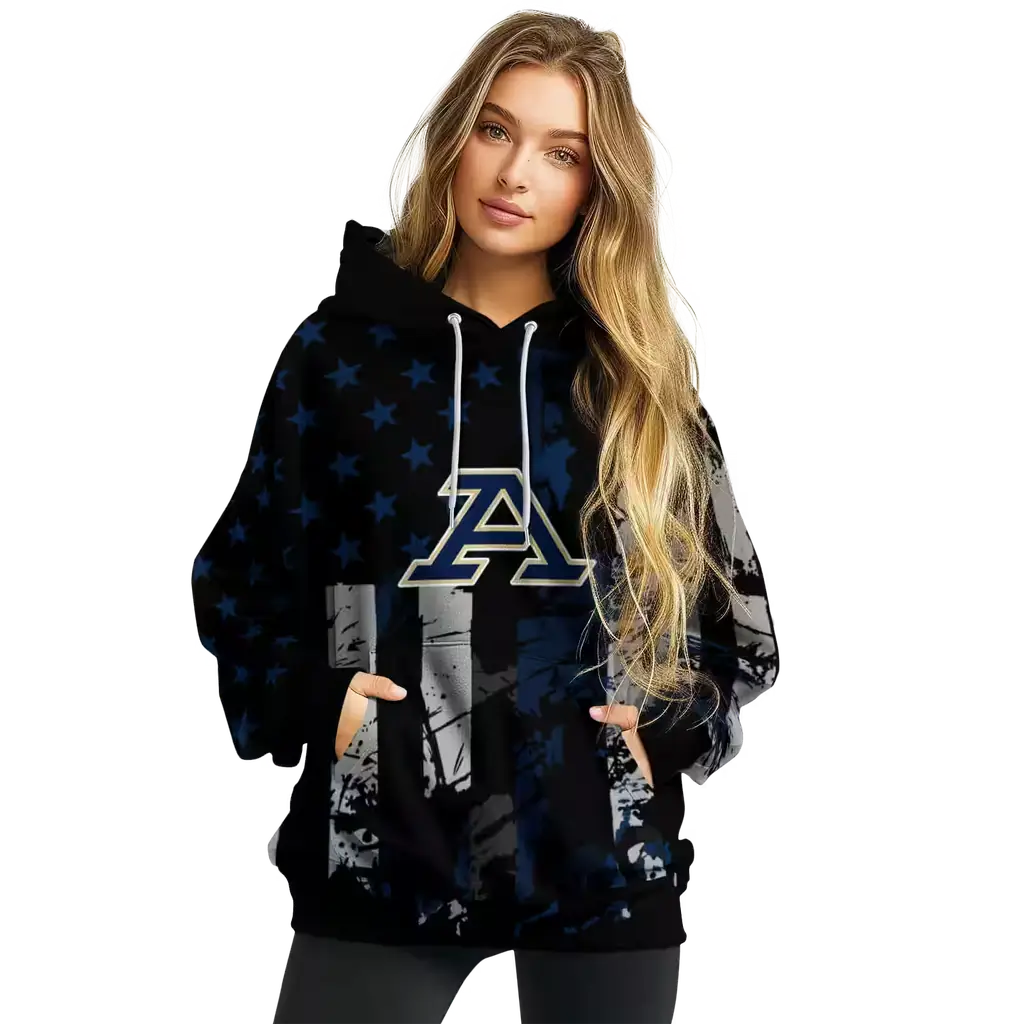 custom akron zips distressed flag blue black hoodie high quality custom akron zips distressed flag blue black hoodie high quality