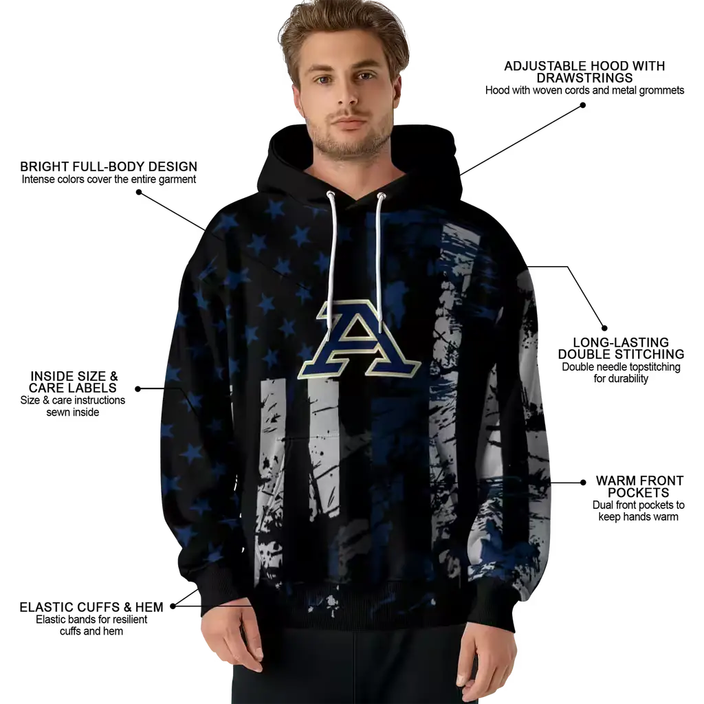 custom akron zips distressed flag blue black hoodie latest model custom akron zips distressed flag blue black hoodie latest model