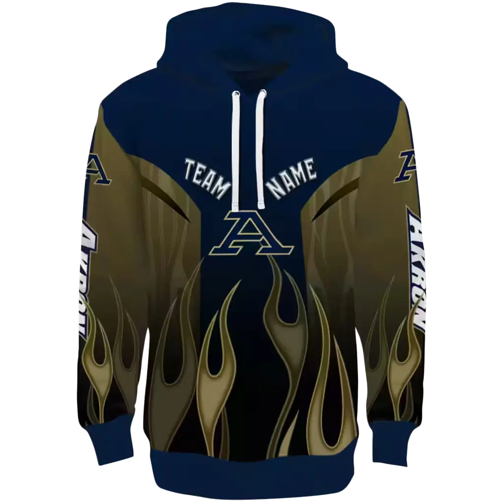 custom akron zips flame design blue hoodie best selling custom akron zips flame design blue hoodie best selling