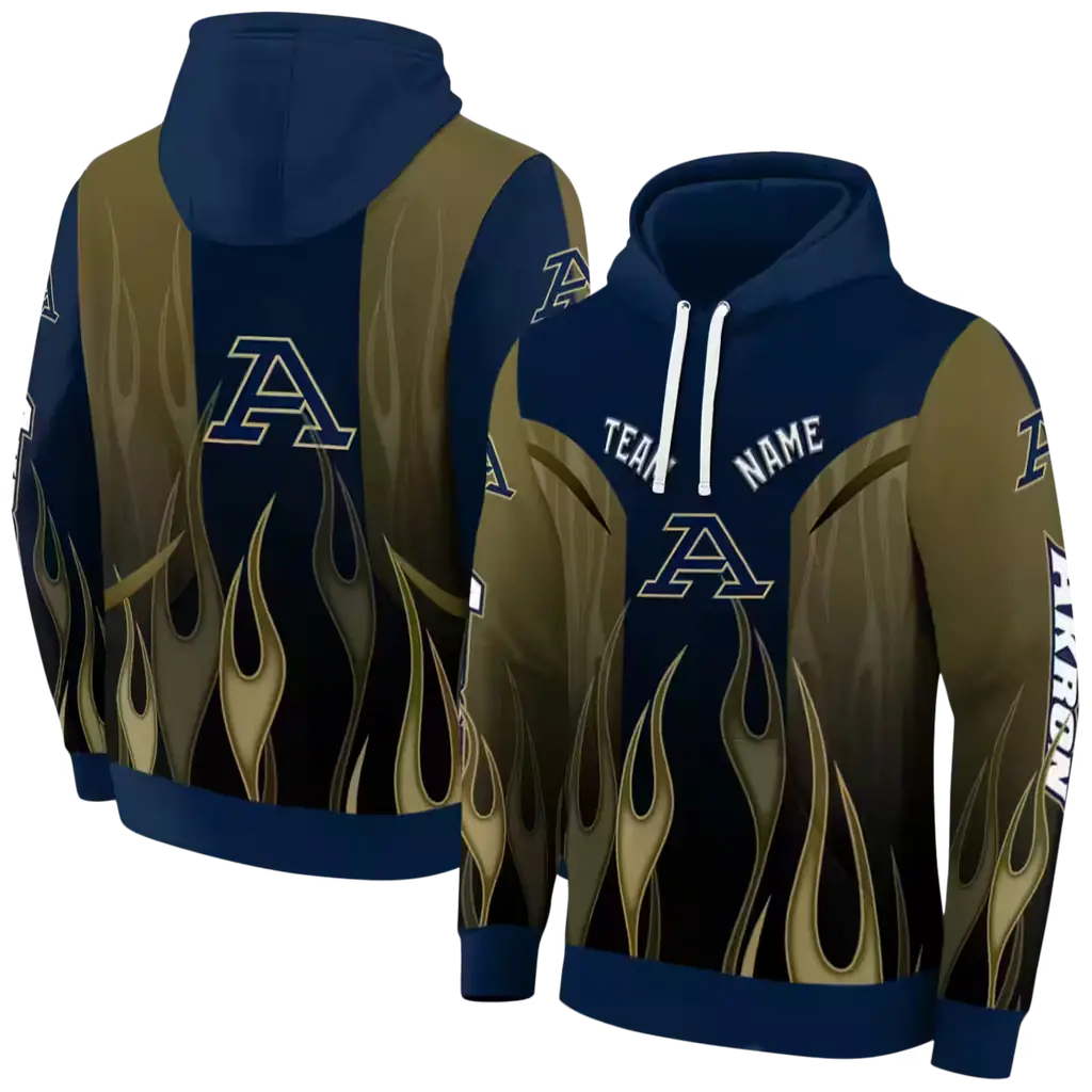 custom akron zips flame design blue hoodie fashion forward custom akron zips flame design blue hoodie fashion forward