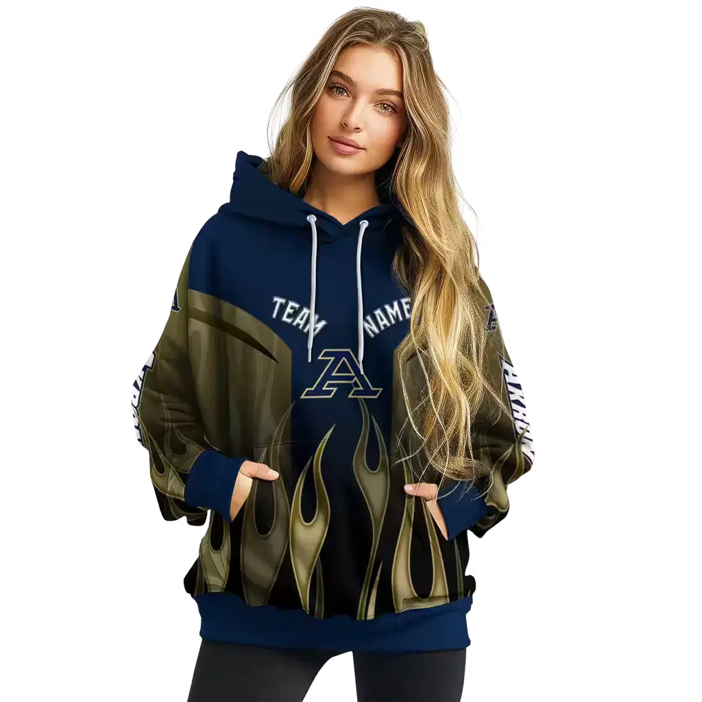 custom akron zips flame design blue hoodie high quality custom akron zips flame design blue hoodie high quality