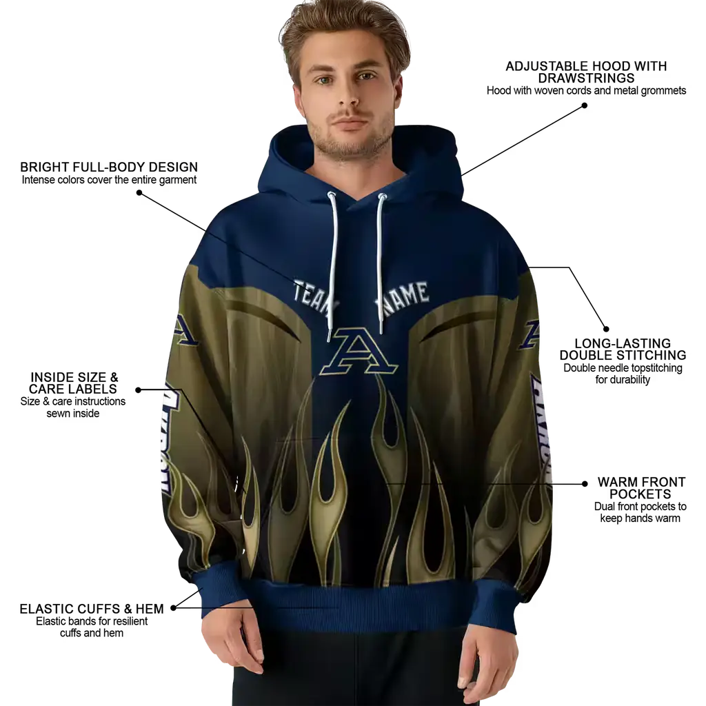 custom akron zips flame design blue hoodie latest model custom akron zips flame design blue hoodie latest model