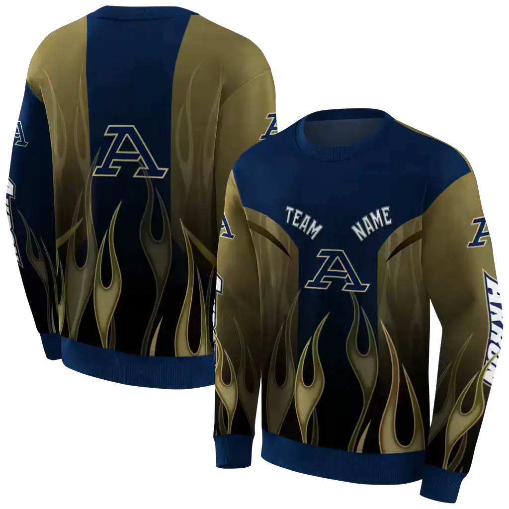 custom akron zips flame design blue hoodie premium grade custom akron zips flame design blue hoodie premium grade