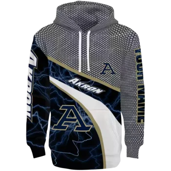 custom akron zips hexagonal mesh blue black gray hoodie best selling