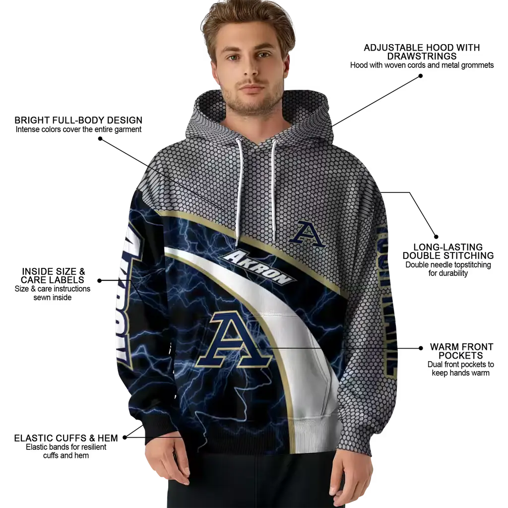 custom akron zips hexagonal mesh blue black gray hoodie latest model custom akron zips hexagonal mesh blue black gray hoodie latest model
