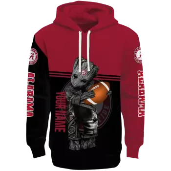 custom alabama crimson tide baby groot crimson black hoodie best selling