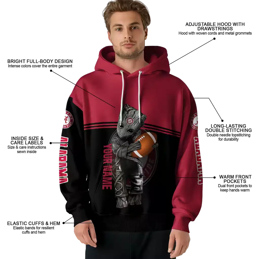 custom alabama crimson tide baby groot crimson black hoodie latest model custom alabama crimson tide baby groot crimson black hoodie latest model