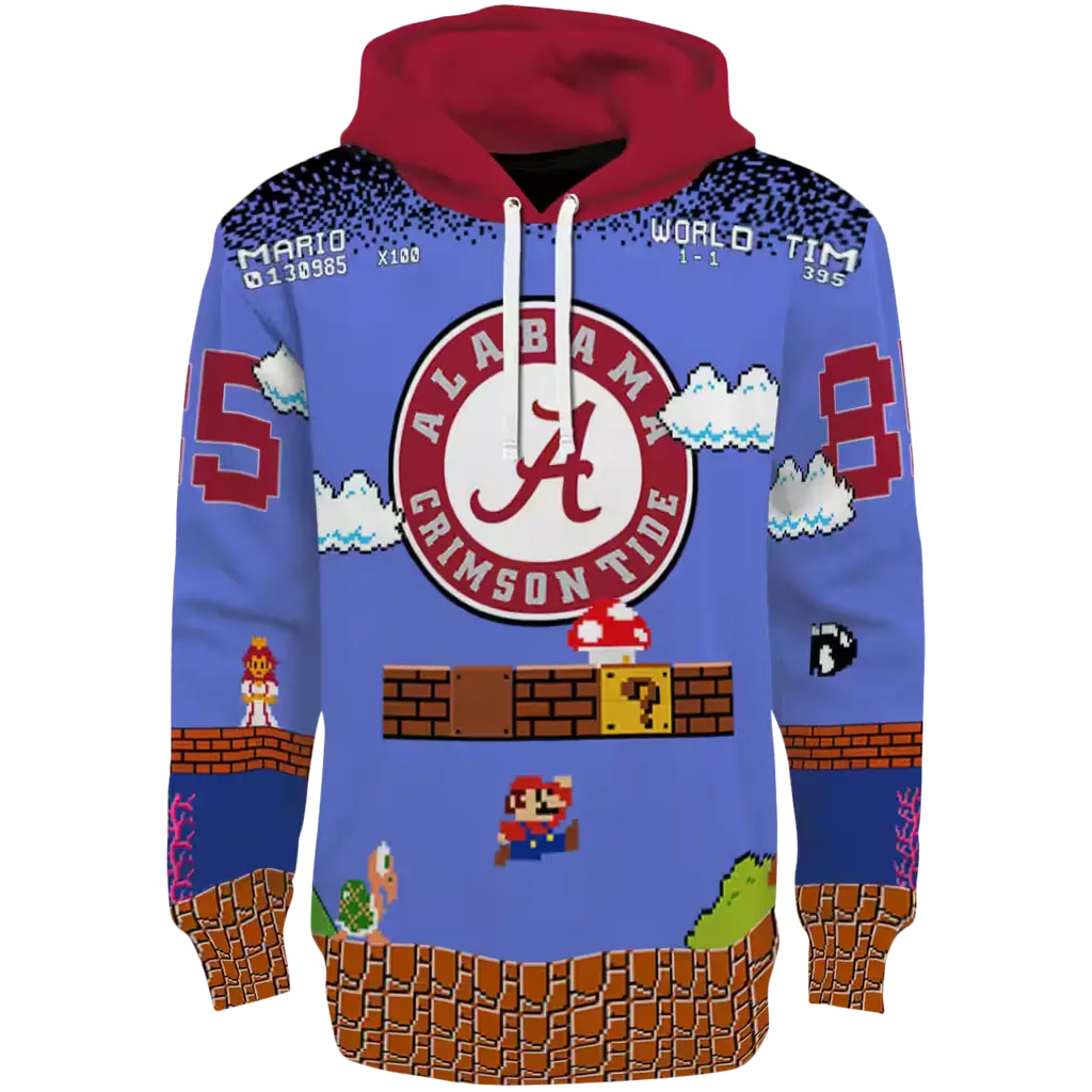 custom alabama crimson tide mario blue black hoodie best selling custom alabama crimson tide mario blue black hoodie best selling
