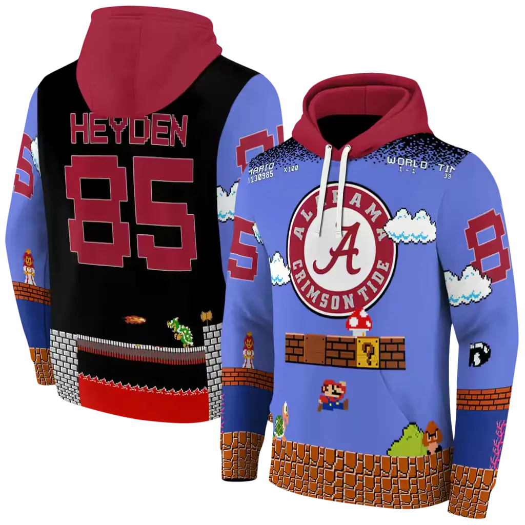 custom alabama crimson tide mario blue black hoodie fashion forward custom alabama crimson tide mario blue black hoodie fashion forward