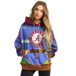 custom alabama crimson tide mario blue black hoodie best selling