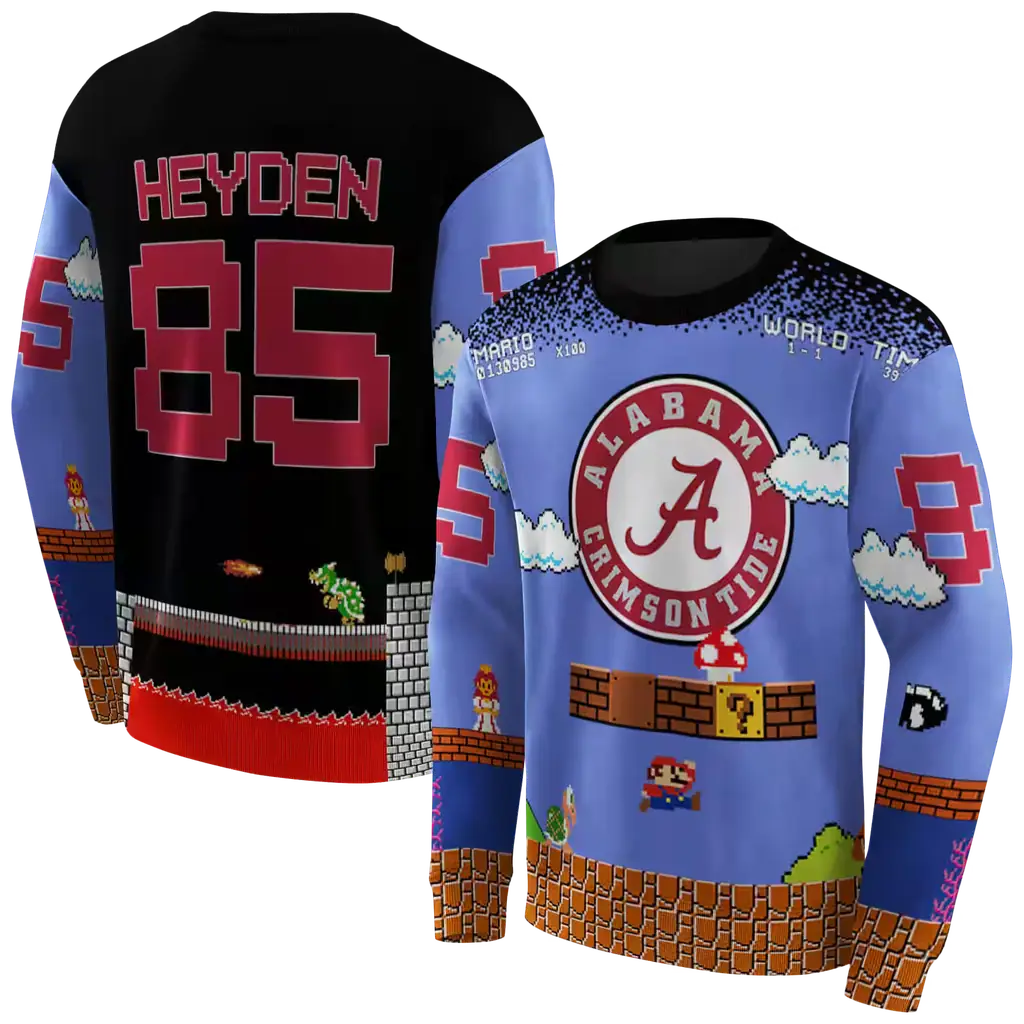 custom alabama crimson tide mario blue black hoodie premium grade custom alabama crimson tide mario blue black hoodie premium grade