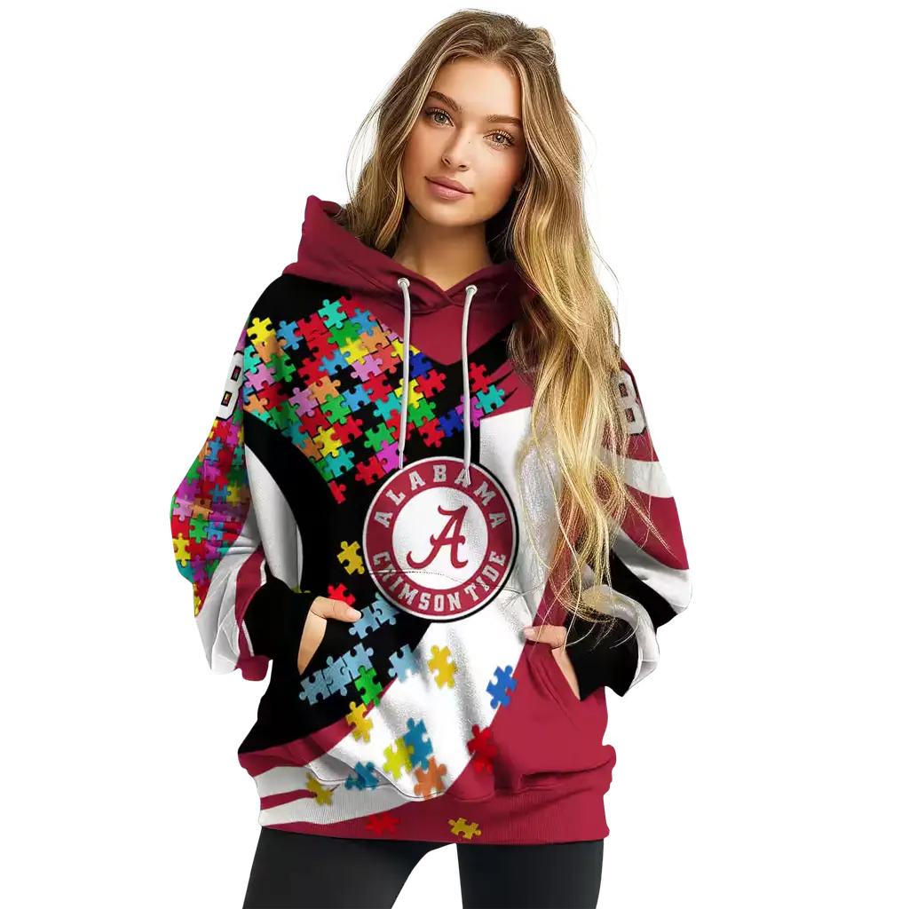 custom alabama crimson tide puzzle pieces crimson hoodie high quality custom alabama crimson tide puzzle pieces crimson hoodie high quality