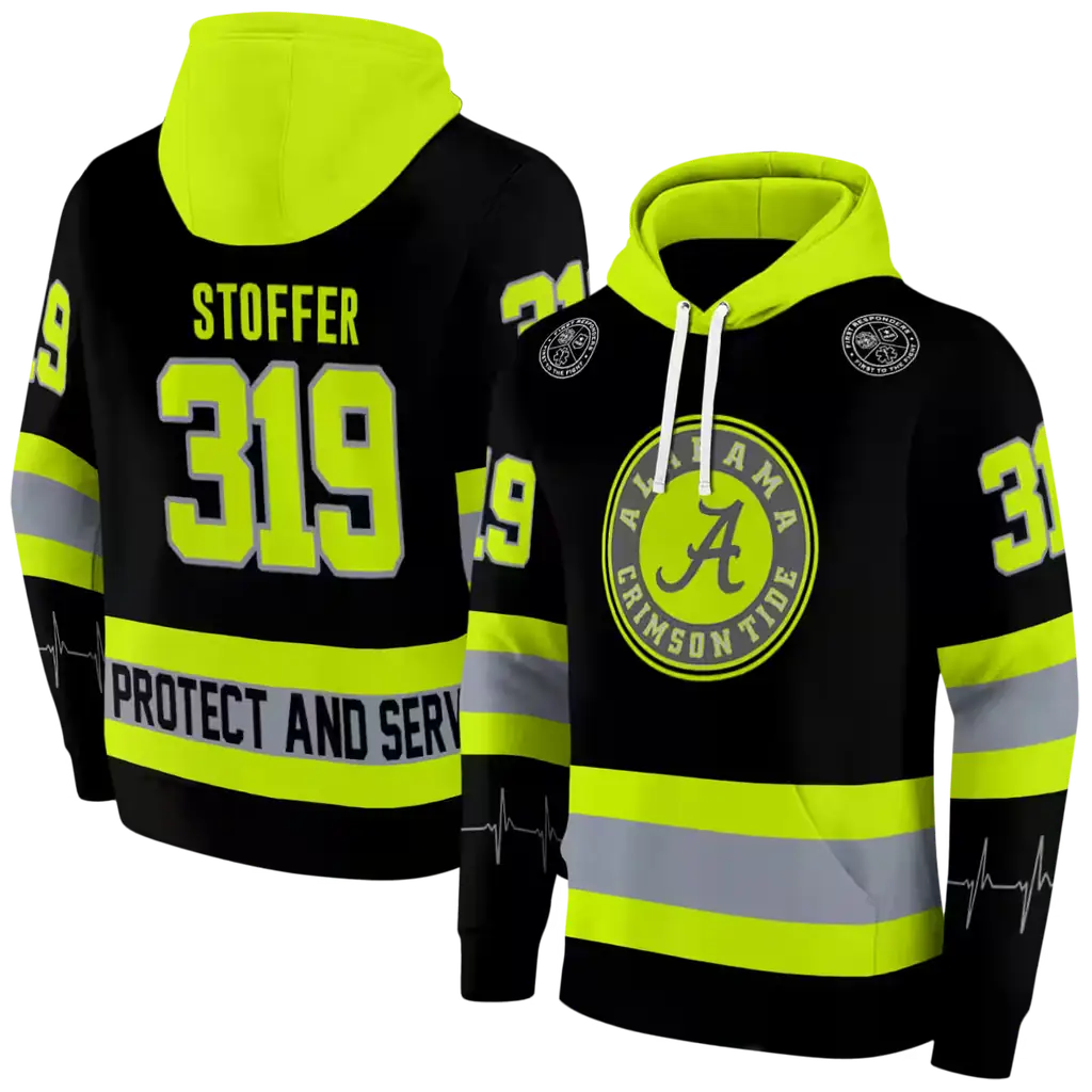 custom alabama crimson tide safety motif black neon green hoodie fashion forward custom alabama crimson tide safety motif black neon green hoodie fashion forward