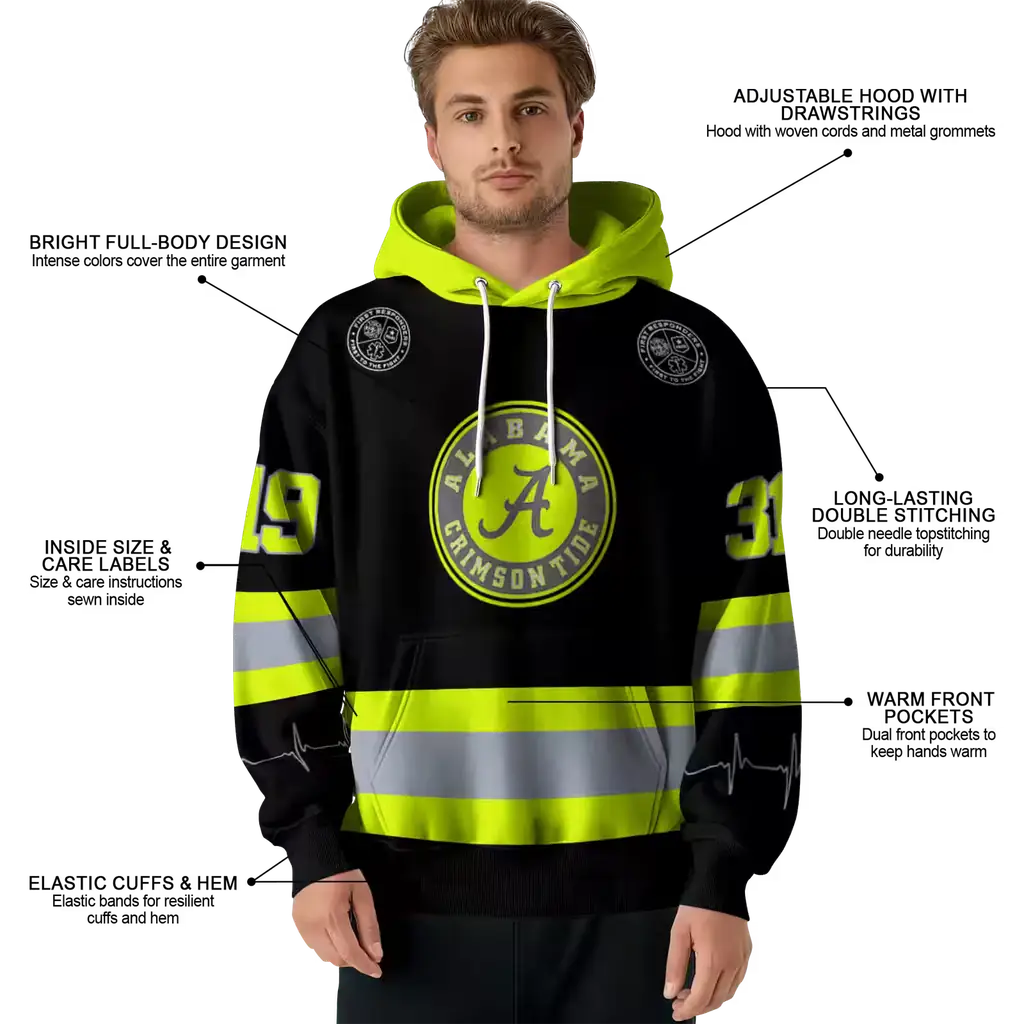 custom alabama crimson tide safety motif black neon green hoodie latest model custom alabama crimson tide safety motif black neon green hoodie latest model
