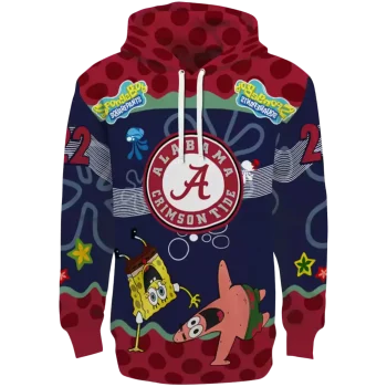 custom alabama crimson tide spongebob patrick star crimson navy hoodie best selling