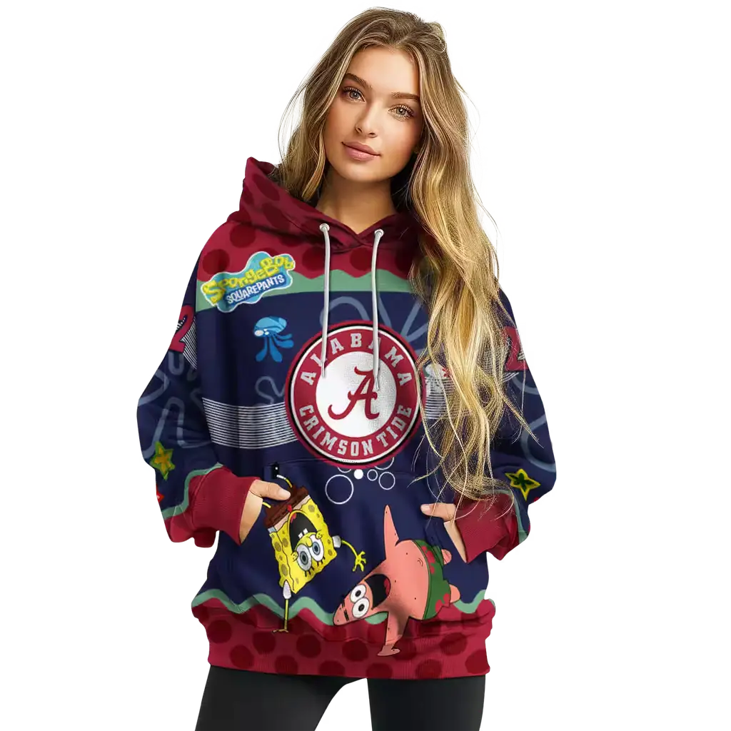 custom alabama crimson tide spongebob patrick star crimson navy hoodie high quality custom alabama crimson tide spongebob patrick star crimson navy hoodie high quality