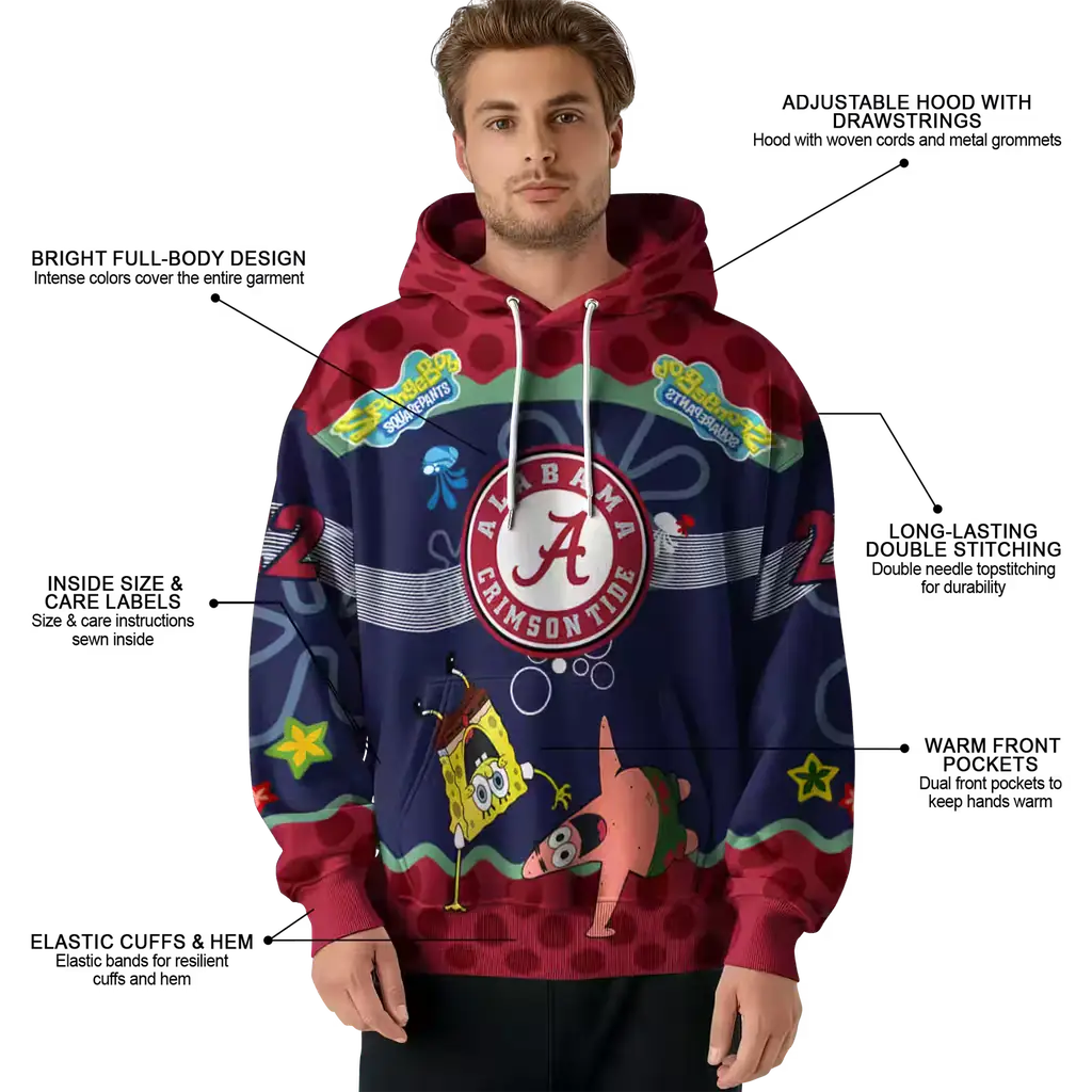 custom alabama crimson tide spongebob patrick star crimson navy hoodie latest model custom alabama crimson tide spongebob patrick star crimson navy hoodie latest model