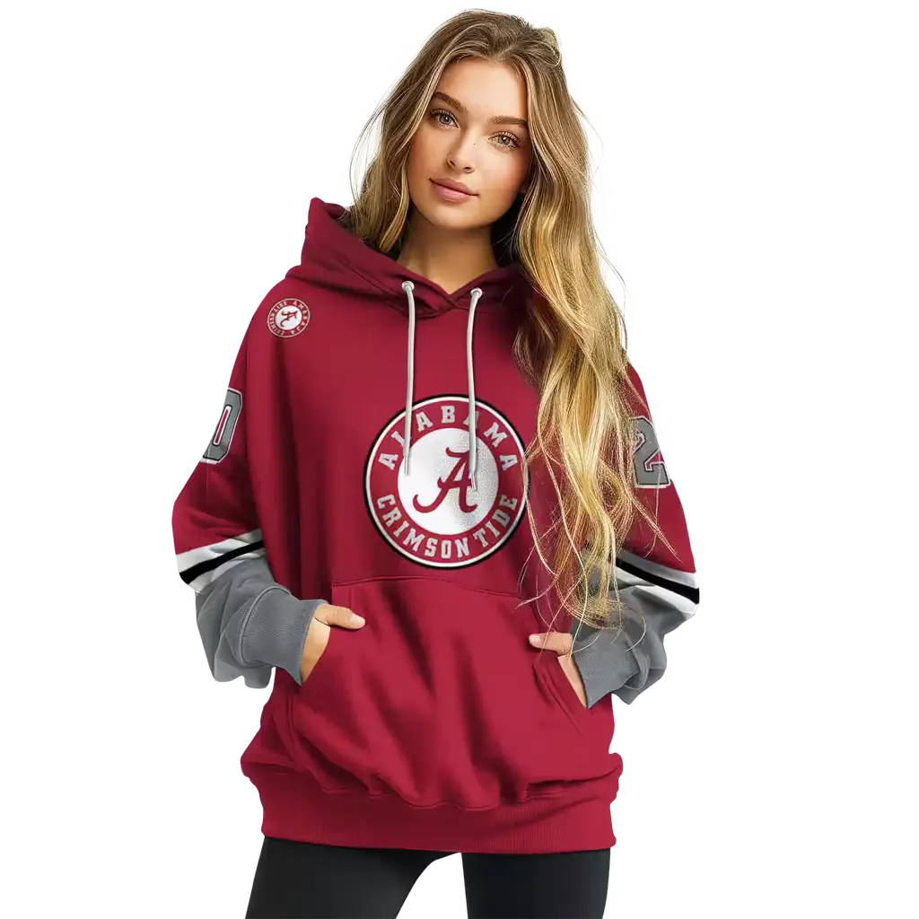 custom alabama crimson tide striped sleeves crimson hoodie high quality custom alabama crimson tide striped sleeves crimson hoodie high quality