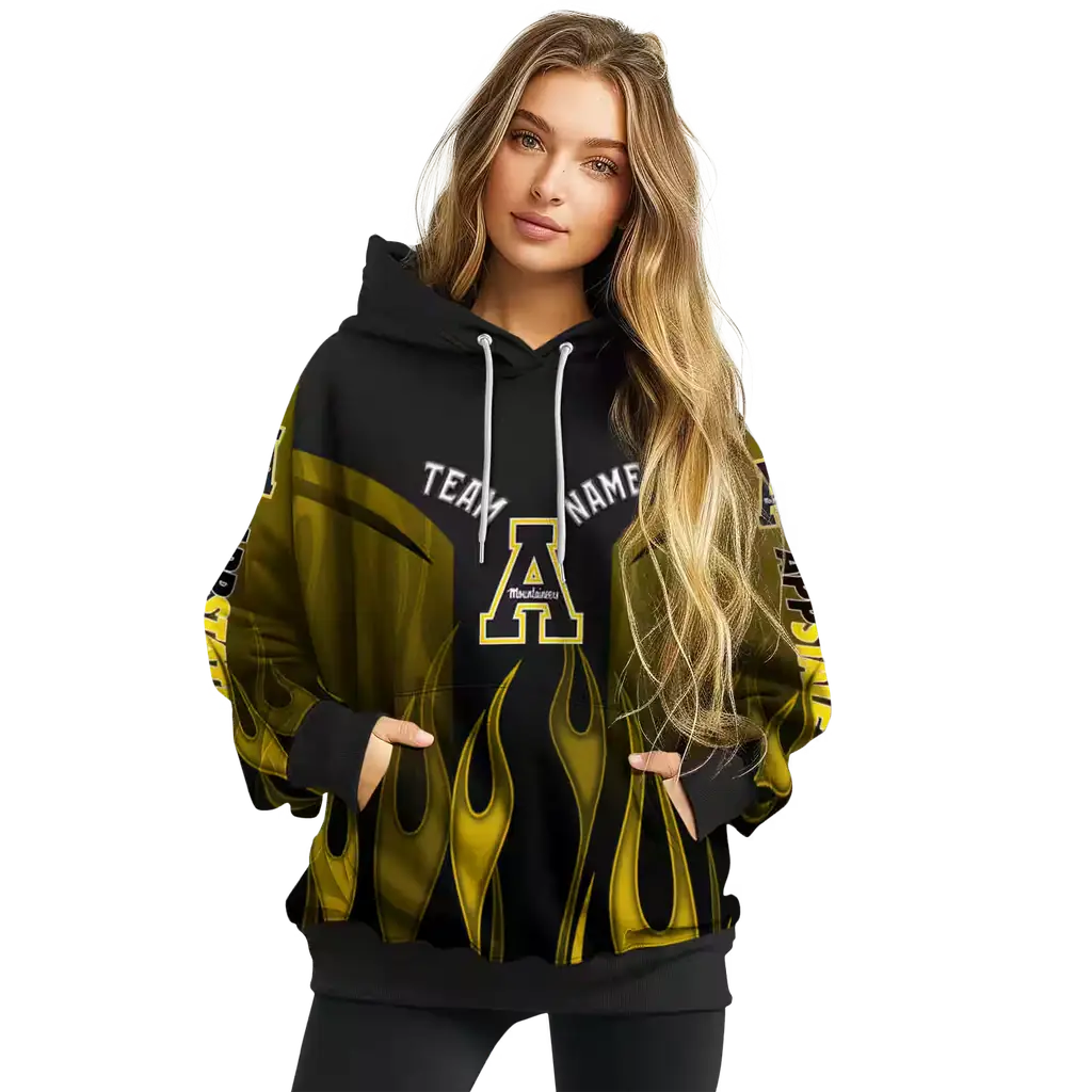 custom appalachian state mountaineers flame design black hoodie high quality custom appalachian state mountaineers flame design black hoodie high quality