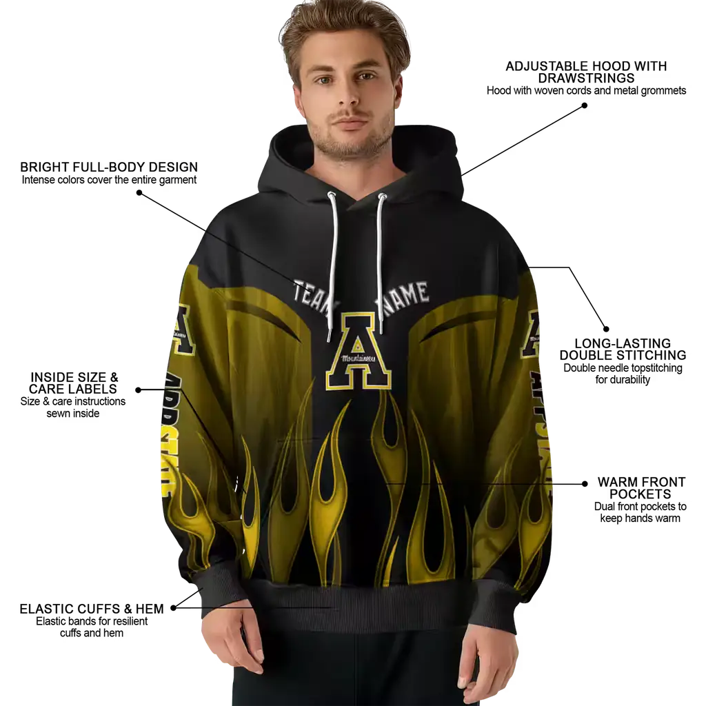 custom appalachian state mountaineers flame design black hoodie latest model custom appalachian state mountaineers flame design black hoodie latest model