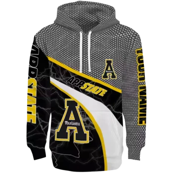 custom appalachian state mountaineers hexagonal mesh black gray hoodie best selling