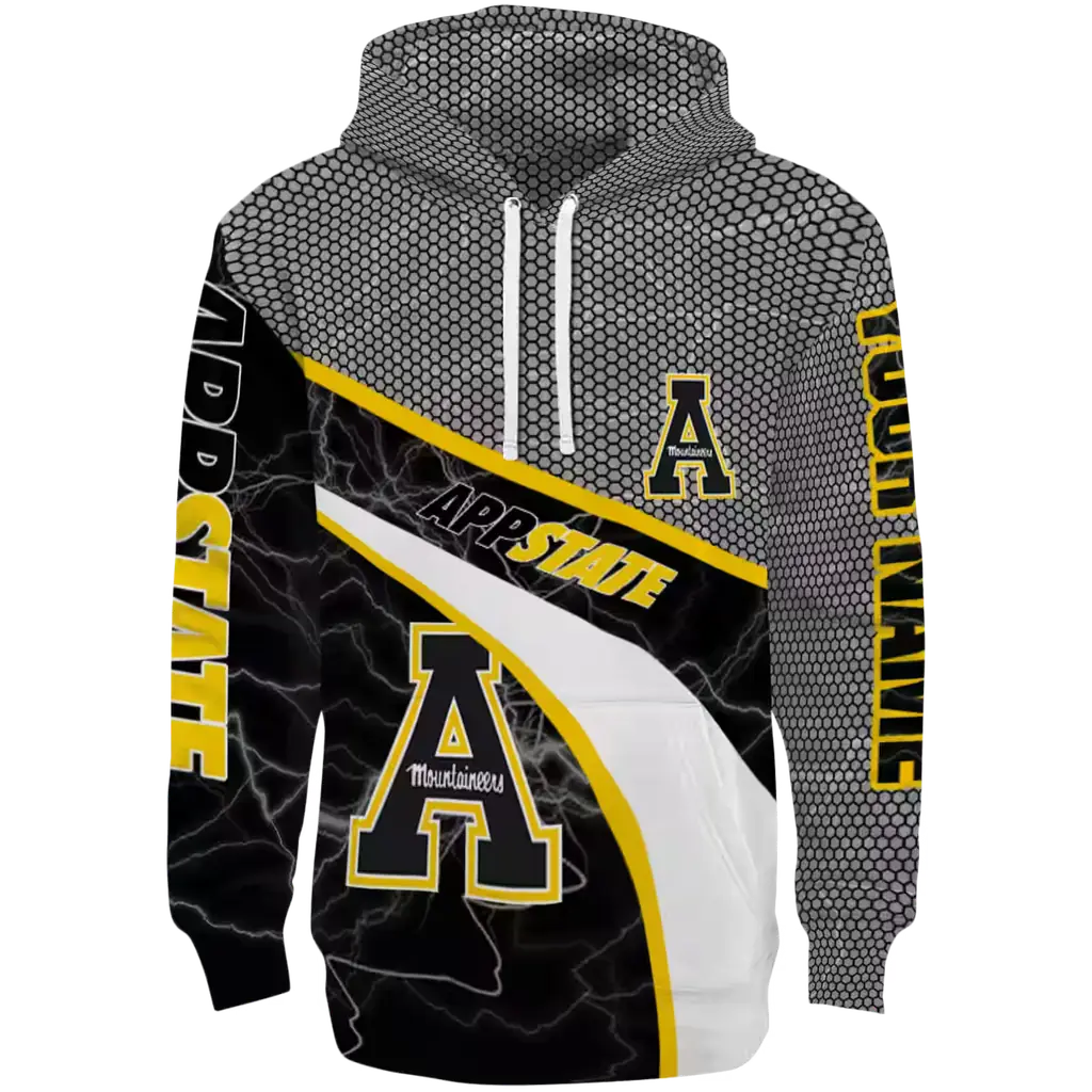 custom appalachian state mountaineers hexagonal mesh black gray hoodie best selling custom appalachian state mountaineers hexagonal mesh black gray hoodie best selling