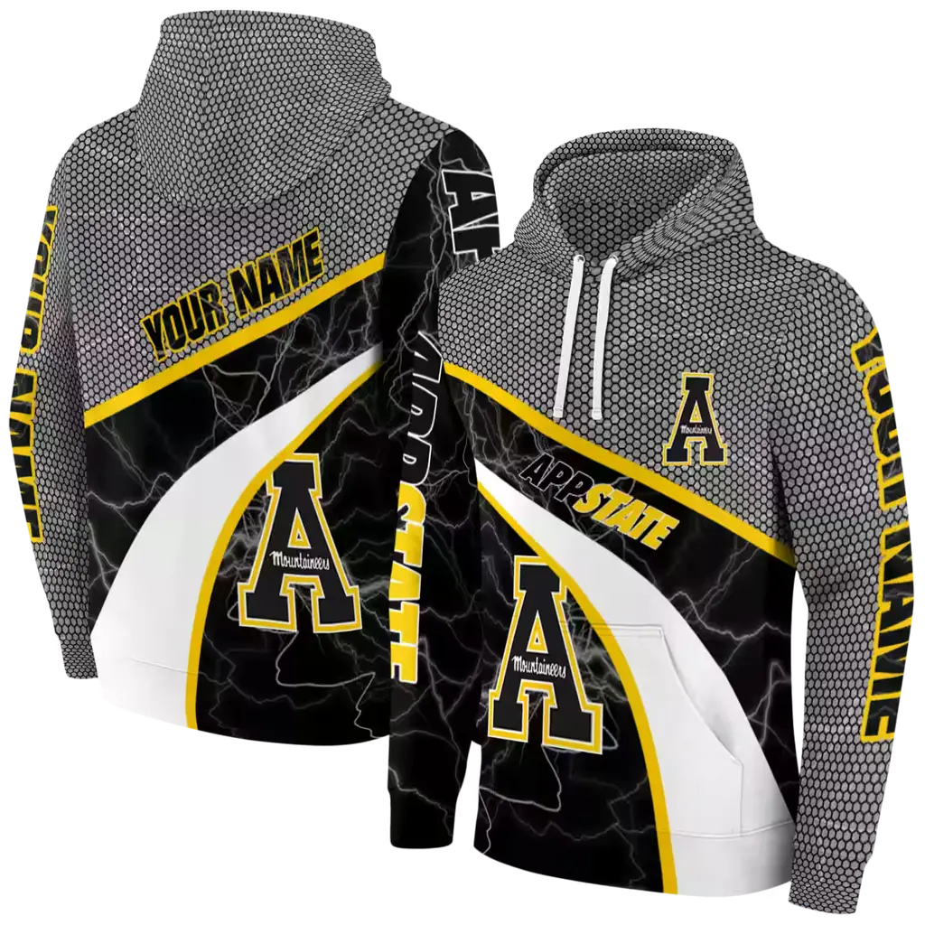custom appalachian state mountaineers hexagonal mesh black gray hoodie fashion forward custom appalachian state mountaineers hexagonal mesh black gray hoodie fashion forward