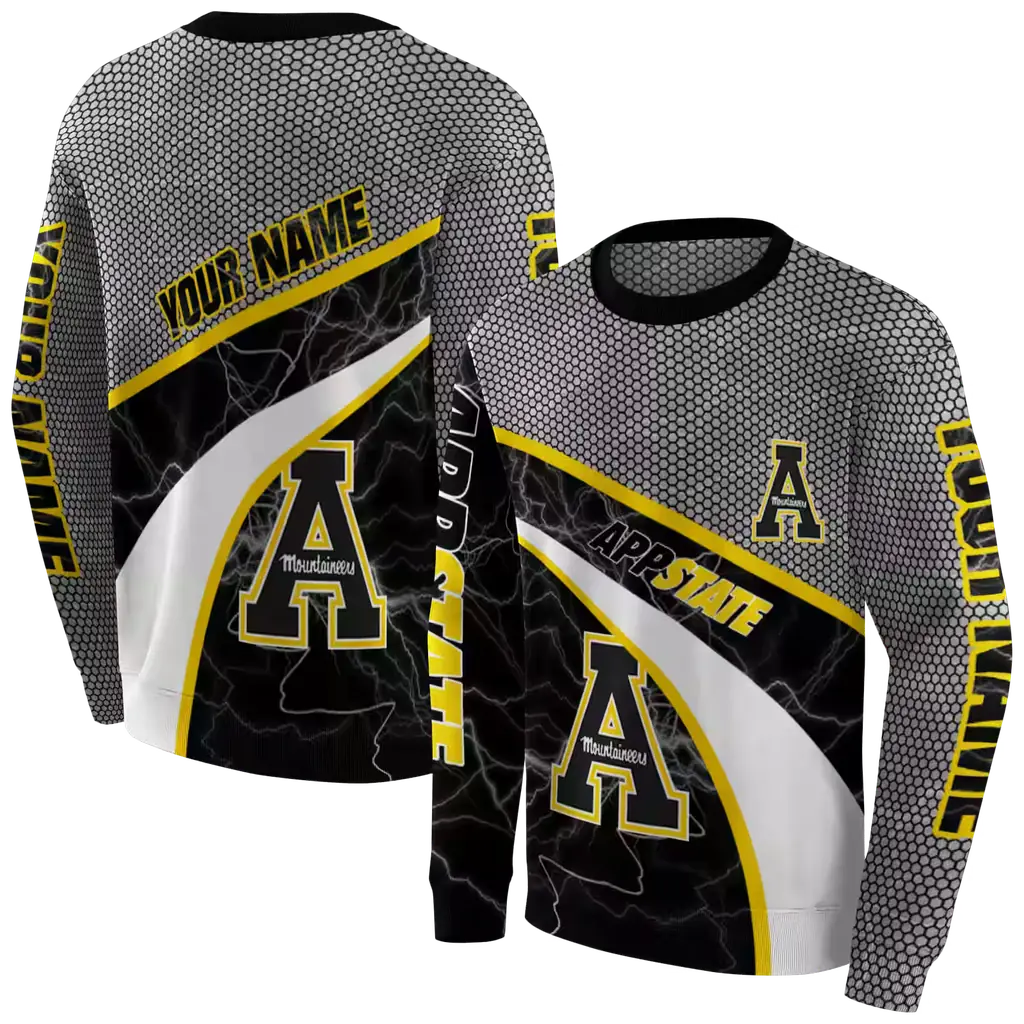 custom appalachian state mountaineers hexagonal mesh black gray hoodie premium grade custom appalachian state mountaineers hexagonal mesh black gray hoodie premium grade