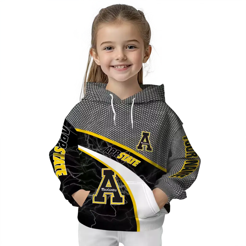 custom appalachian state mountaineers hexagonal mesh black gray hoodie top rated custom appalachian state mountaineers hexagonal mesh black gray hoodie top rated