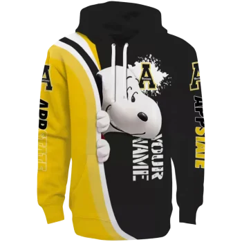custom appalachian state mountaineers peeking snoopy black hoodie best selling