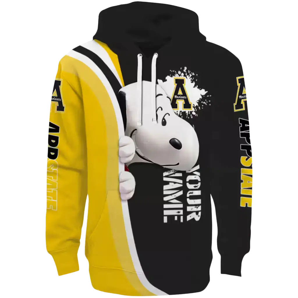 custom appalachian state mountaineers peeking snoopy black hoodie best selling custom appalachian state mountaineers peeking snoopy black hoodie best selling
