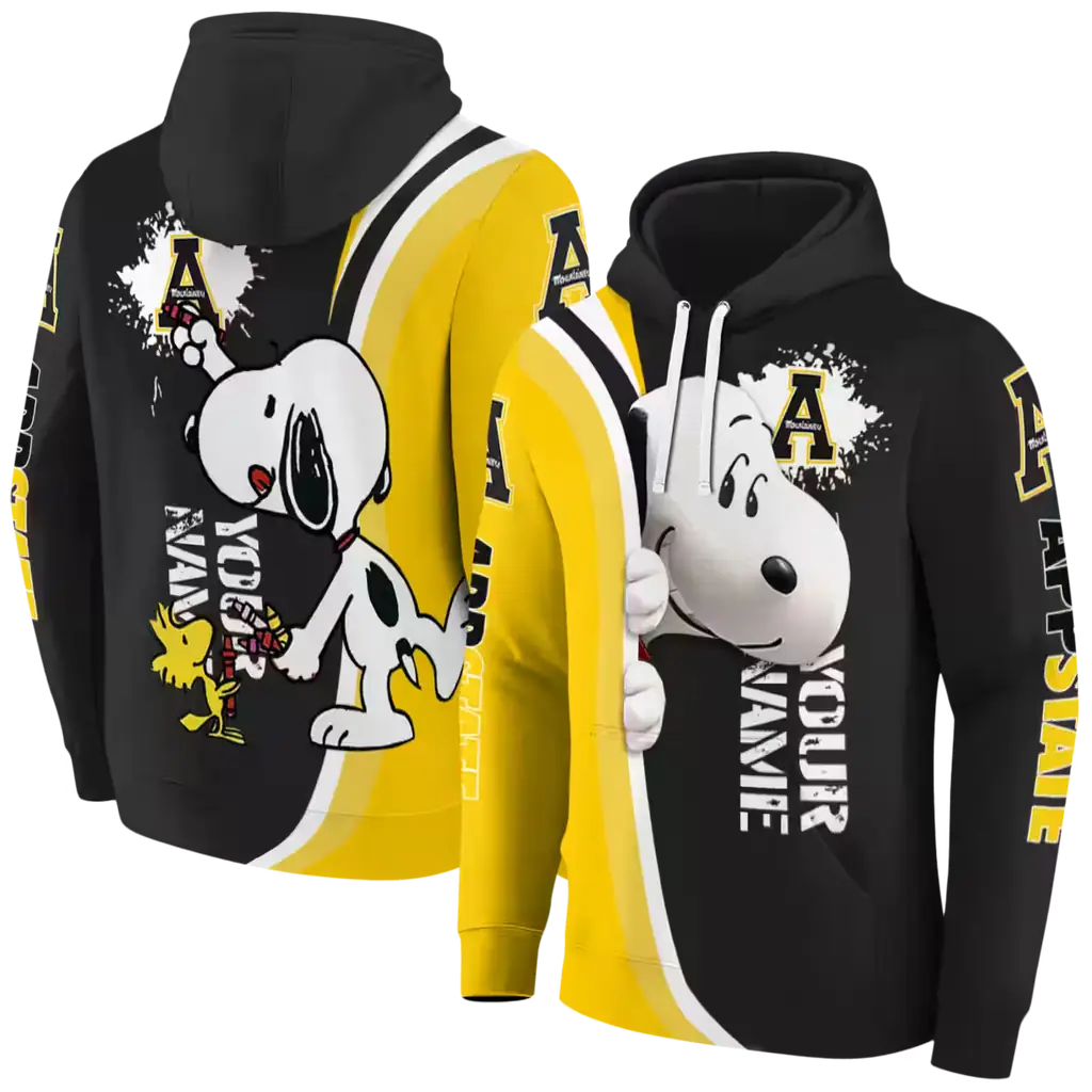 custom appalachian state mountaineers peeking snoopy black hoodie fashion forward custom appalachian state mountaineers peeking snoopy black hoodie fashion forward