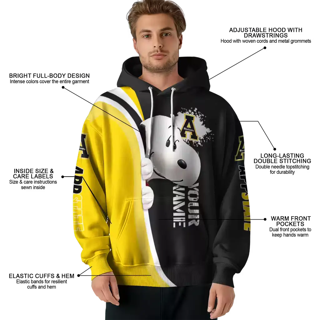 custom appalachian state mountaineers peeking snoopy black hoodie latest model custom appalachian state mountaineers peeking snoopy black hoodie latest model