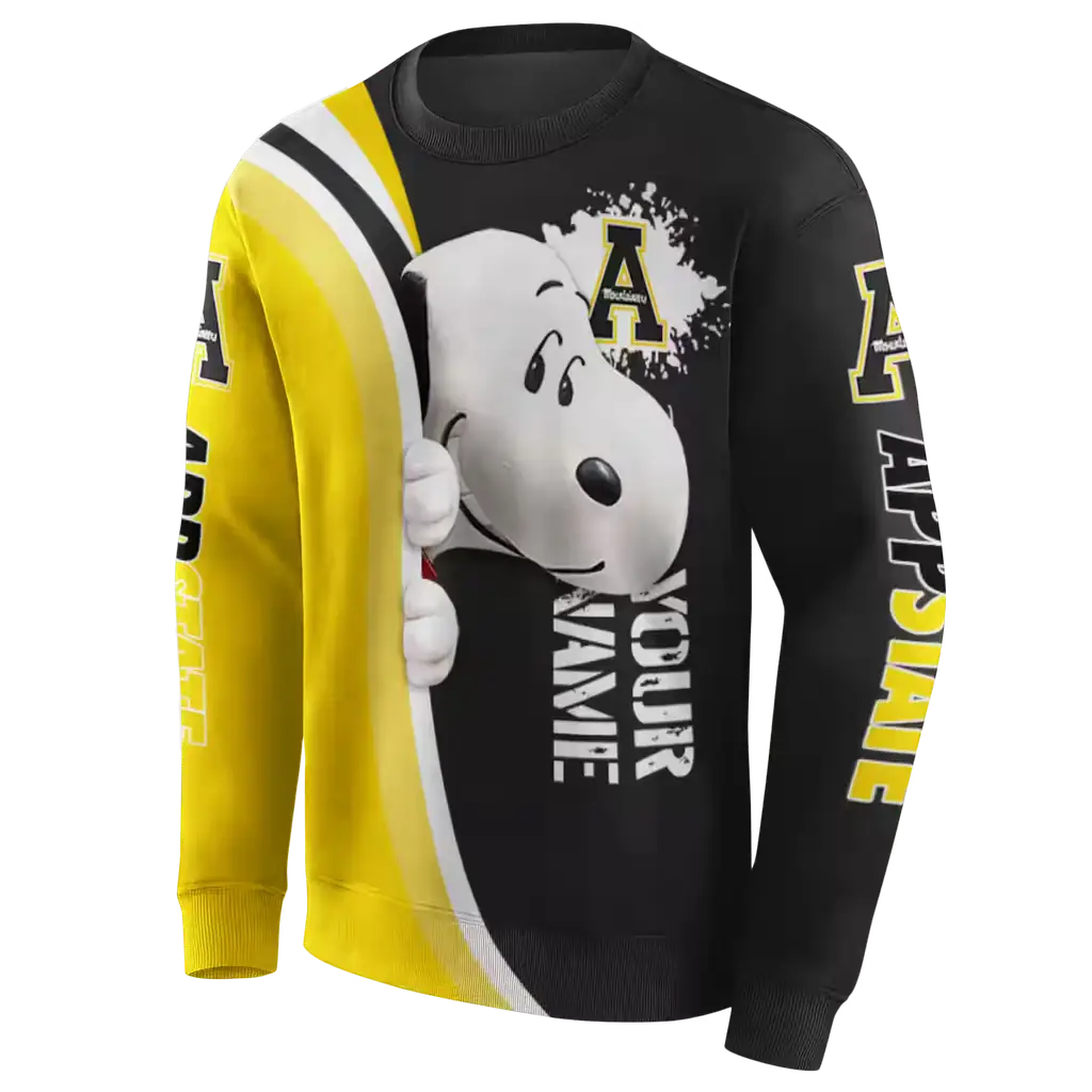 custom appalachian state mountaineers peeking snoopy black hoodie new arrival custom appalachian state mountaineers peeking snoopy black hoodie new arrival