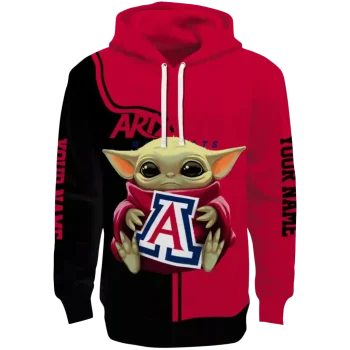 custom arizona wildcats baby yoda red black hoodie best selling