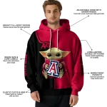 custom arizona wildcats baby yoda red black hoodie best selling