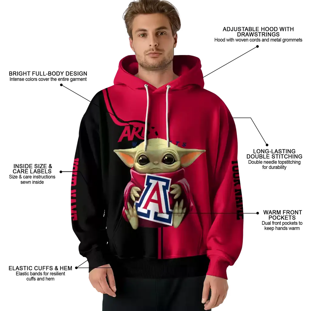 custom arizona wildcats baby yoda red black hoodie latest model custom arizona wildcats baby yoda red black hoodie latest model