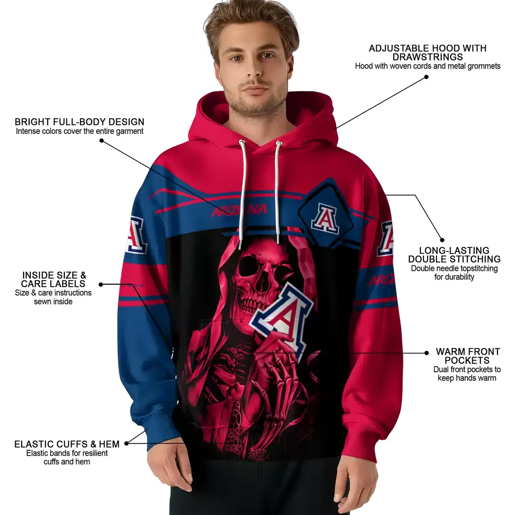 custom arizona wildcats grim reaper red black hoodie latest model custom arizona wildcats grim reaper red black hoodie latest model