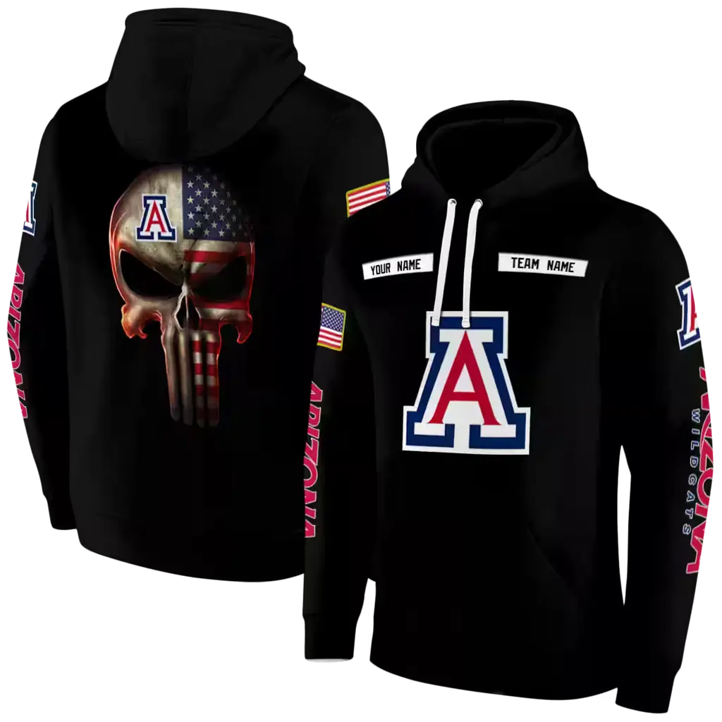 custom arizona wildcats punisher skull black hoodie fashion forward custom arizona wildcats punisher skull black hoodie fashion forward