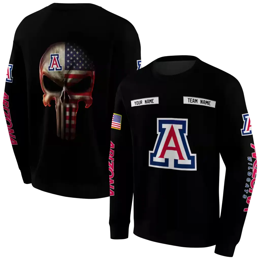 custom arizona wildcats punisher skull black hoodie premium grade custom arizona wildcats punisher skull black hoodie premium grade