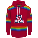 custom arizona wildcats rainbow stripes red hoodie best selling