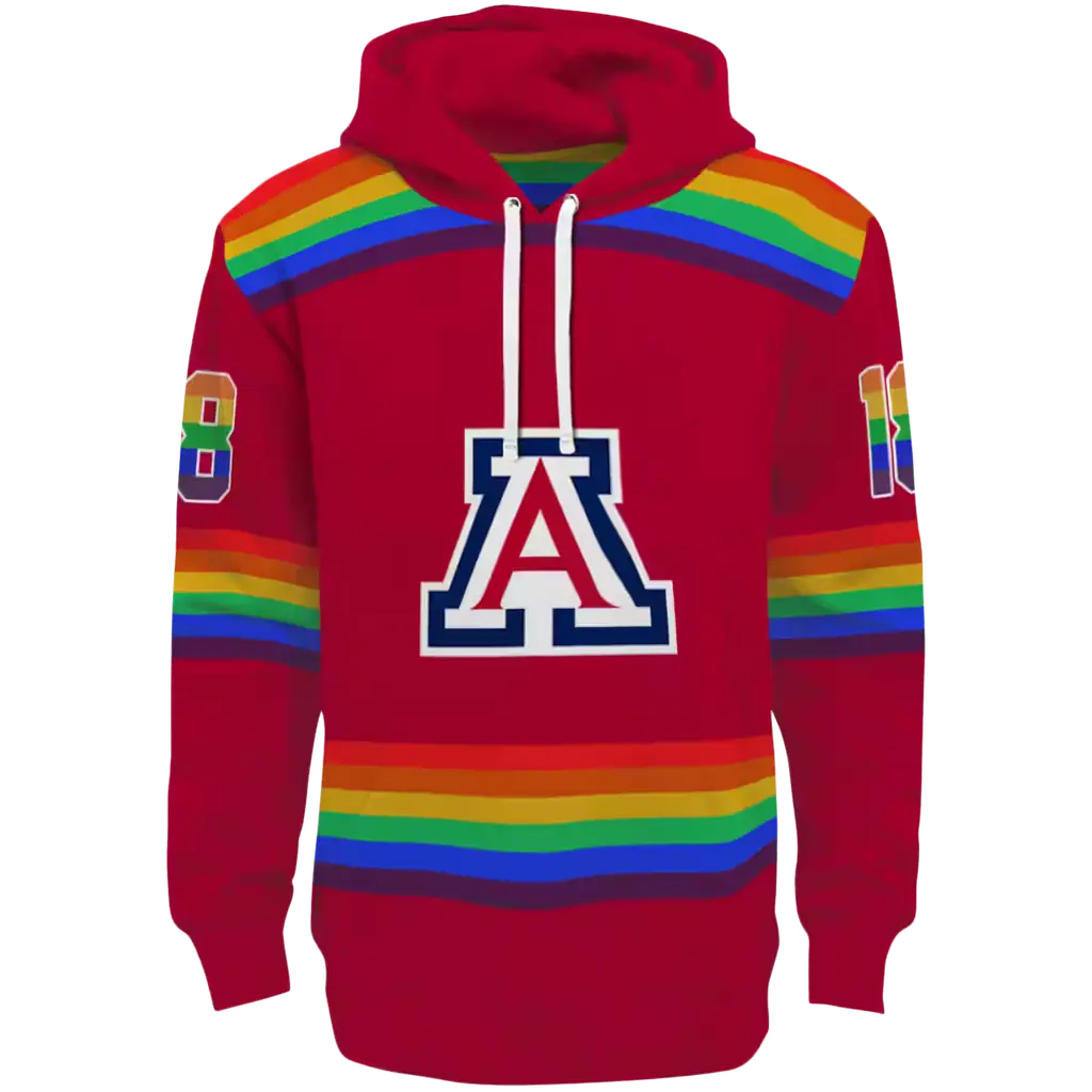custom arizona wildcats rainbow stripes red hoodie best selling custom arizona wildcats rainbow stripes red hoodie best selling
