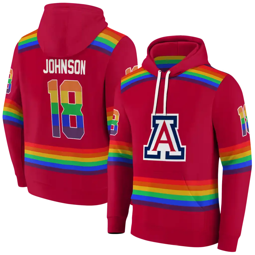 custom arizona wildcats rainbow stripes red hoodie fashion forward custom arizona wildcats rainbow stripes red hoodie fashion forward