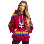 custom arizona wildcats rainbow stripes red hoodie best selling