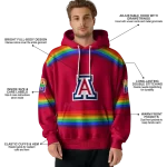 custom arizona wildcats rainbow stripes red hoodie best selling