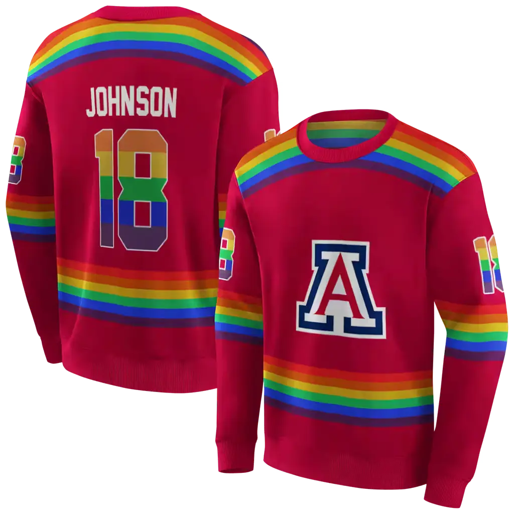 custom arizona wildcats rainbow stripes red hoodie premium grade custom arizona wildcats rainbow stripes red hoodie premium grade