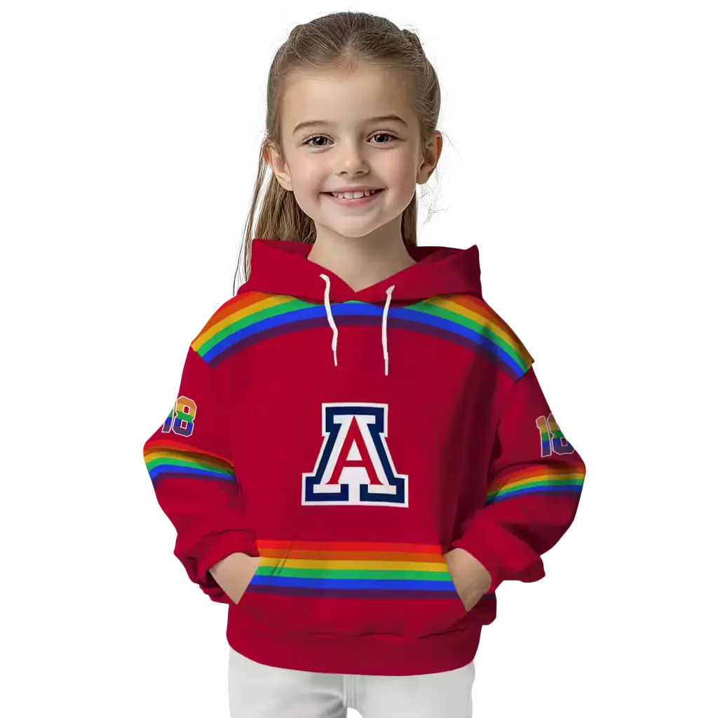 custom arizona wildcats rainbow stripes red hoodie top rated custom arizona wildcats rainbow stripes red hoodie top rated